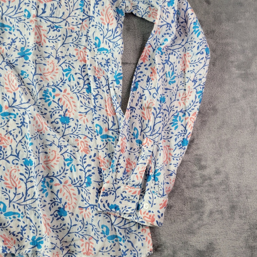 Old Navy‎ Womens Small White Pink Blue Floral Print Long Sleeve Top Vibes - Picture 3 of 10